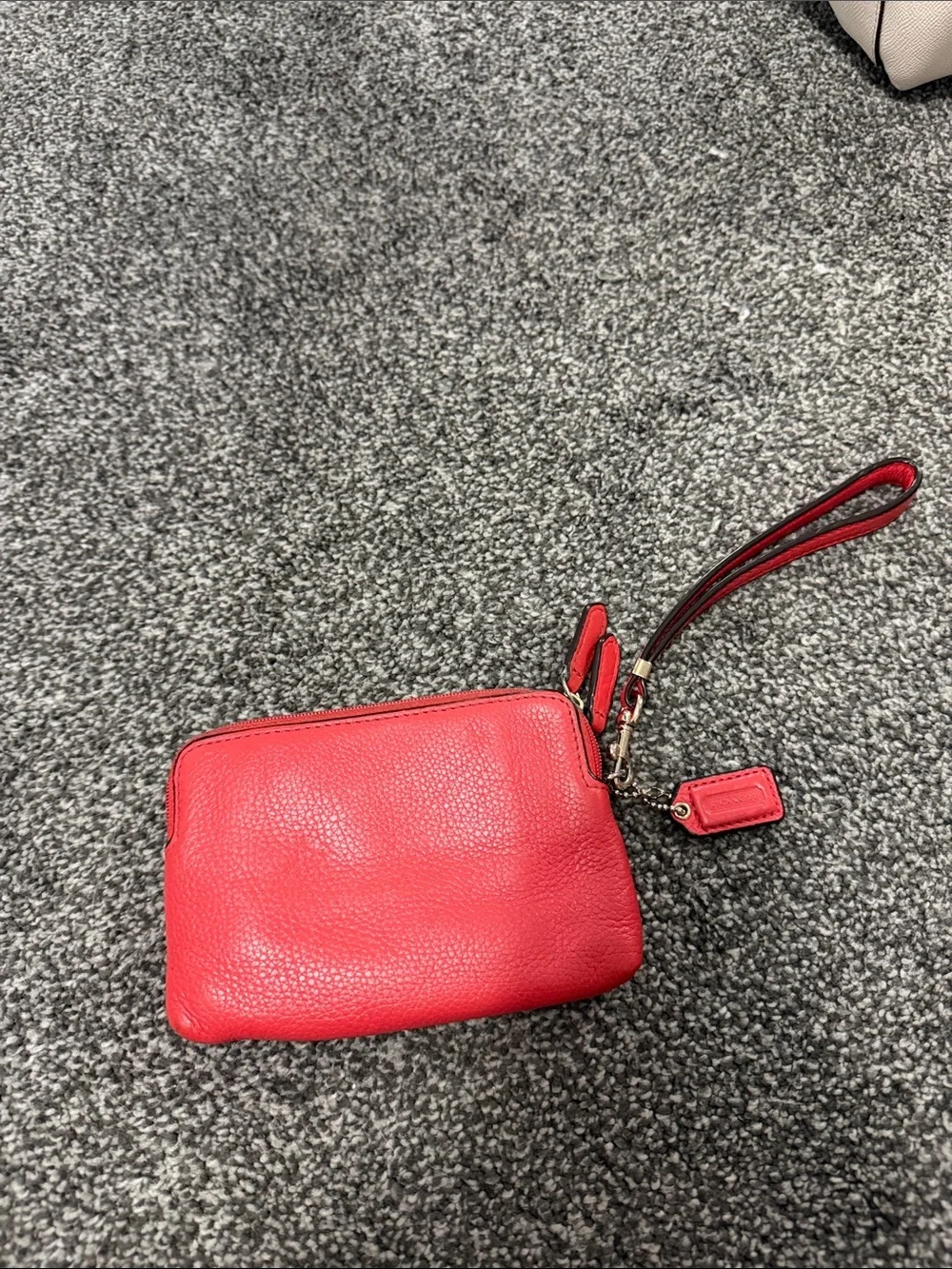 COACH Red Pebbled Leather Wristlet with Gold Hardware